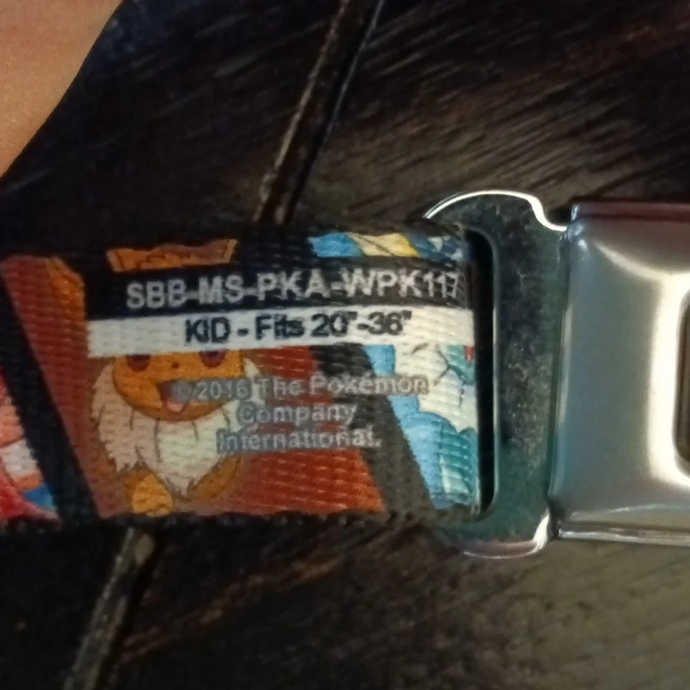Pokemon Character Seatbelt Buckle Belt Kids Size 20-36 inches.